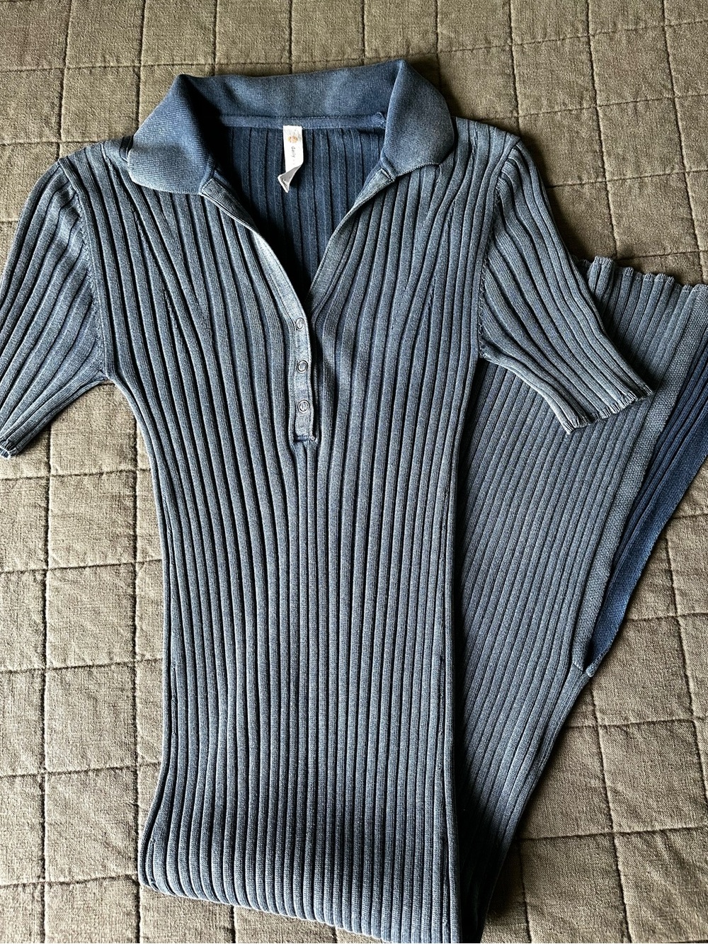 Daily Practice Anthropologie Ribbed Knit Midi Polo Dress Size Small - Picture 4 of 10